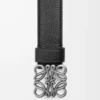 Kraftigt Anagram-bälte i mjukt kornat kalvskinn Svart/Vintage Palladium
