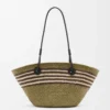 Liten Anagram Basket i iracapalm och kalvskinn Mörk khaki/svart Liten Anagram Basket i iracapalm och kalvskinn Mörk khaki/svart