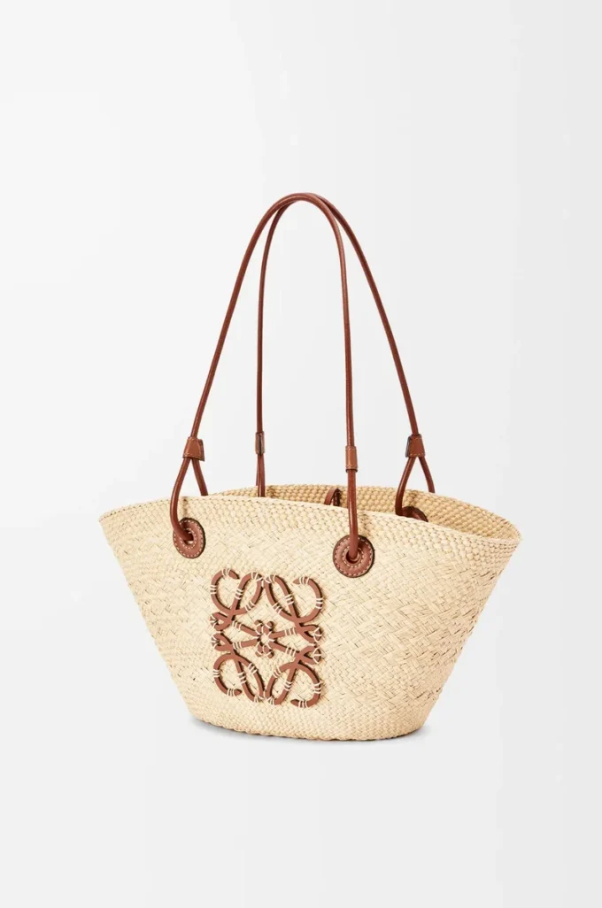 Liten Anagram Basket-väska i iracapalmblad och kalvskinn Natur/Tan Liten Anagram Basket-väska i iracapalmblad och kalvskinn Natur/Tan
