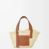 Liten Basket-väska i palmblad och kalvskinn Natur/Tan Liten Basket-väska i palmblad och kalvskinn Natur/Tan