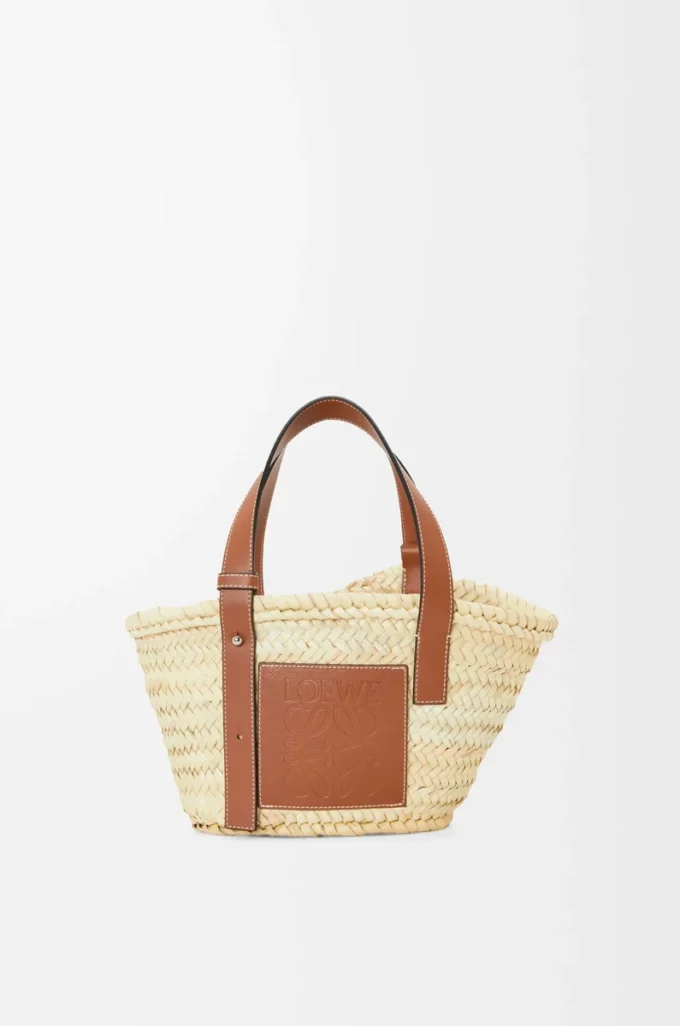 Liten Basket-väska i palmblad och kalvskinn Natur/Tan Liten Basket-väska i palmblad och kalvskinn Natur/Tan