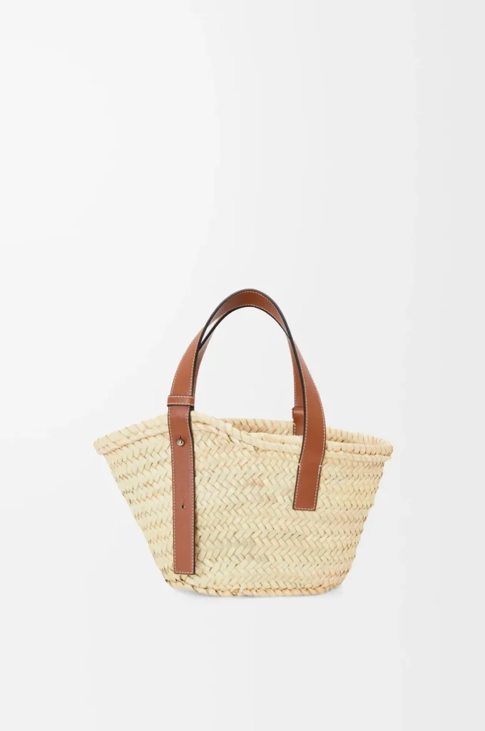Liten Basket-väska i palmblad och kalvskinn Natur/Tan Liten Basket-väska i palmblad och kalvskinn Natur/Tan