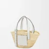 Liten Basket-väska i palmblad och kalvskinn Natur/Vit Liten Basket-väska i palmblad och kalvskinn Natur/Vit