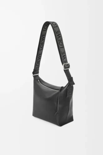 Liten Cubi crossbody-väska i mjukt, slätt kalvskinn och jacquard Black