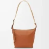 Liten Cubi crossbody-väska i mjukt, slätt kalvskinn och jacquard Tan