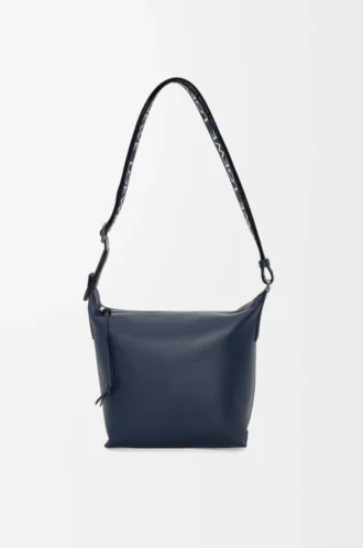 Liten Cubi crossbody-väska i mjukt, smidigt kalvskinn och jacquard Deep Navy