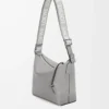 Liten Cubi-crossbodyväska i mjukt, slätt kalvskinn och jacquard Asphalt Grey Liten Cubi-crossbodyväska i mjukt, slätt kalvskinn och jacquard Asphalt Grey