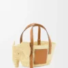 Liten Elephant-korg i raffia och kalvskinn Natur/Tan Liten Elephant-korg i raffia och kalvskinn Natur/Tan