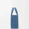 Liten LOEWE Font-väska i raffia Ljusblå