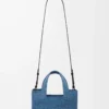 Liten LOEWE Font-väska i raffia Ljusblå