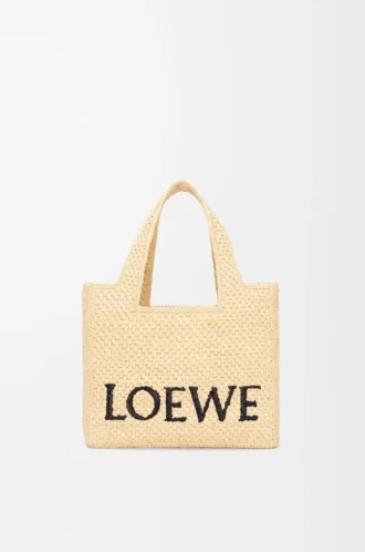 Liten LOEWE Font-väska i raffia Natur