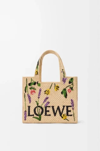 Liten LOEWE Font-väska i raffia Natur