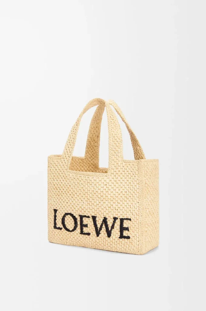 Liten LOEWE Font-väska i raffia Natur