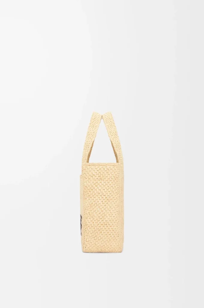 Liten LOEWE Font-väska i raffia Natur