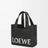 Liten LOEWE Font-väska i raffia Svart