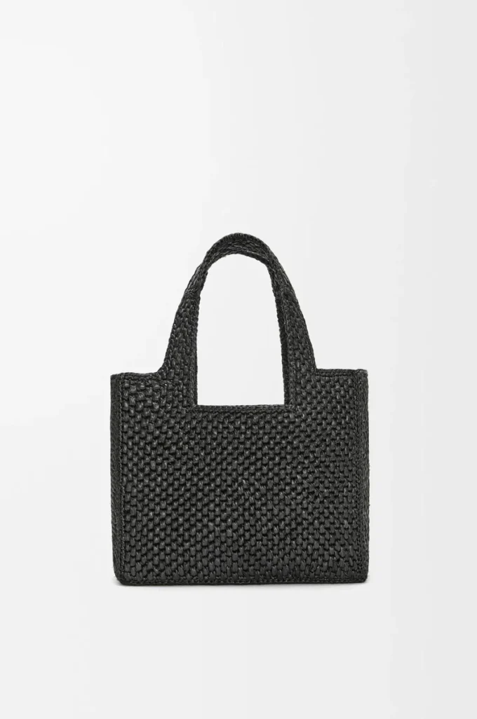 Liten LOEWE Font-väska i raffia Svart