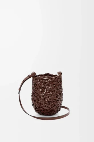 Liten Nest Basket-väska i kalvskinn Chestnut