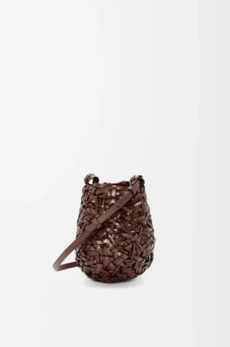 Liten Nest Basket-väska i kalvskinn Chestnut