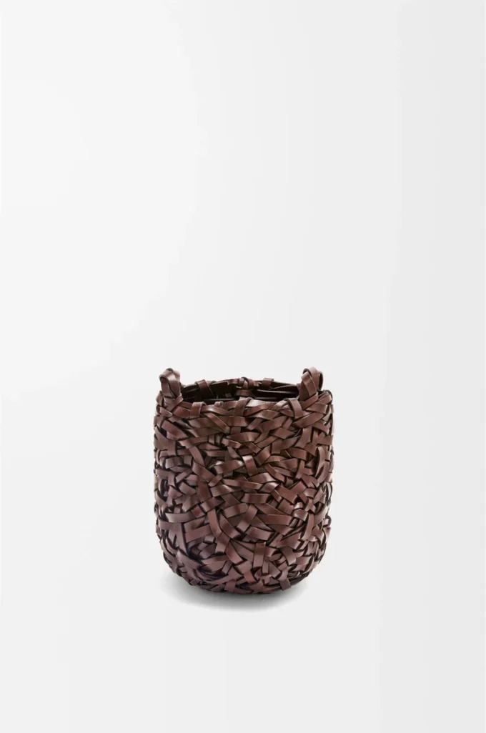 Liten Nest Basket-väska i kalvskinn Chestnut