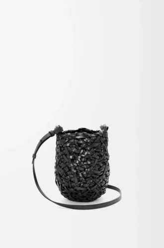 Liten Nest Basket-väska i kalvskinn Svart