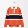 Långärmad polotröja i bomull Orange/Marinblå Långärmad polotröja i bomull Orange/Marinblå