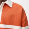 Långärmad polotröja i bomull Orange/Marinblå Långärmad polotröja i bomull Orange/Marinblå