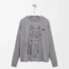 Långärmad T-shirt i bomull, grå melange Långärmad T-shirt i bomull, grå melange