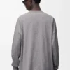 Långärmad T-shirt i bomull, grå melange Långärmad T-shirt i bomull, grå melange