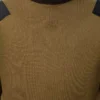 Långärmad topp i bomullsblandning Khaki/Svart Långärmad topp i bomullsblandning Khaki/Svart