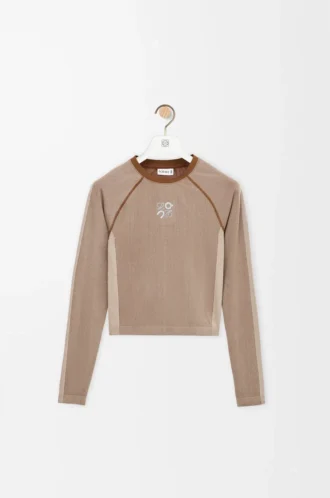 Långärmad topp i teknisk jersey, ivory Långärmad topp i teknisk jersey, ivory