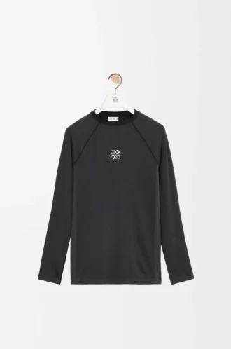 Långärmad topp i teknisk jersey Svart