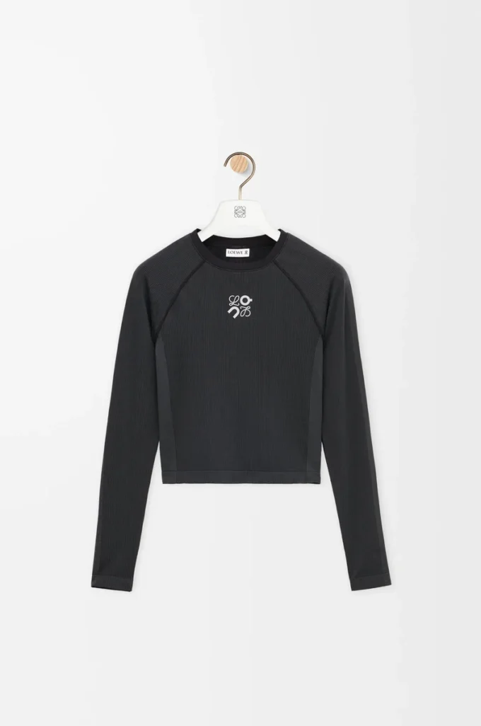 Långärmad topp i teknisk jersey Svart Långärmad topp i teknisk jersey Svart