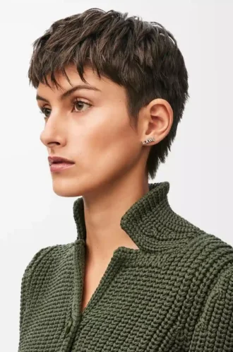 LOEWE Grafisk enkelörhänge i sterlingsilver Silver