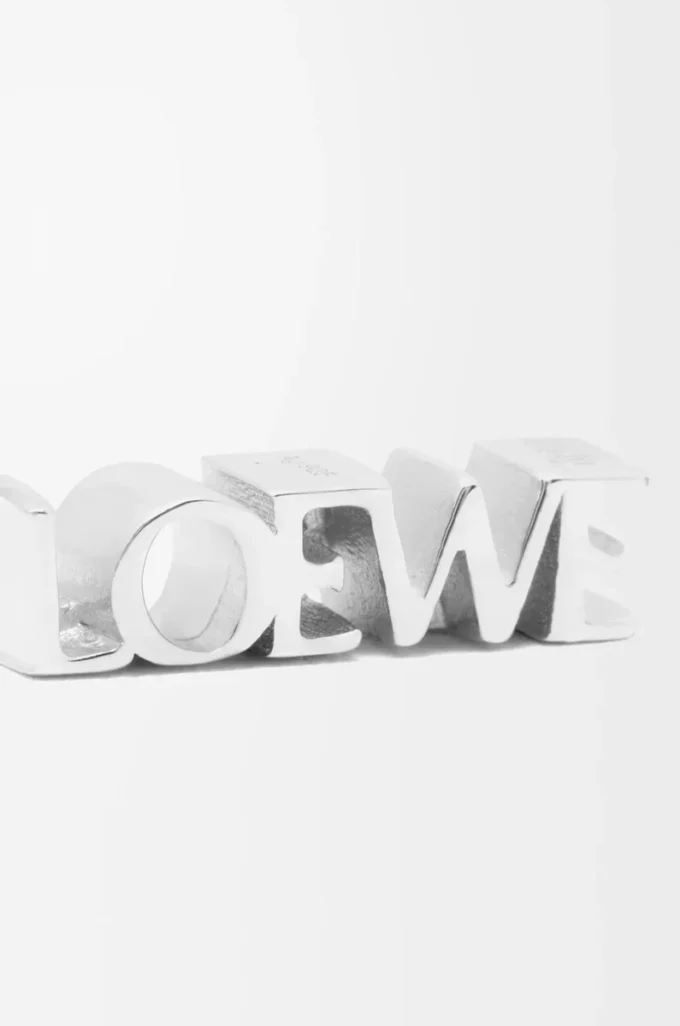LOEWE Grafisk enkelörhänge i sterlingsilver Silver