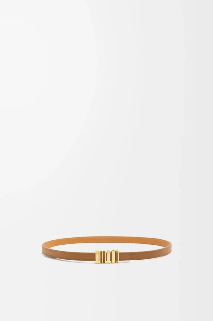 LOEWE Grafiskt bälte i slätt kalvskinn Ek/Guld