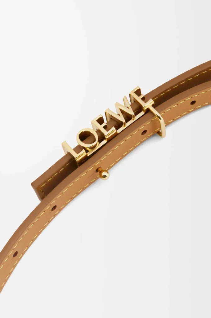 LOEWE Grafiskt bälte i slätt kalvskinn Ek/Guld