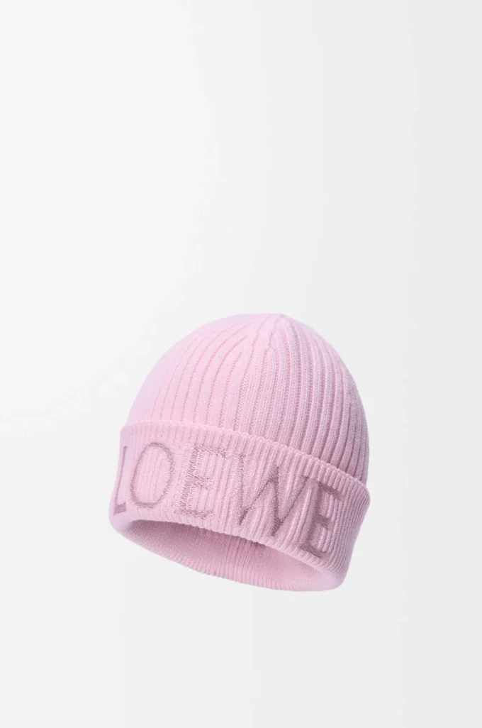 LOEWE-mössa i ull, ljusrosa LOEWE-mössa i ull, ljusrosa