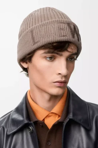LOEWE-mössa i ull, mörkbeige