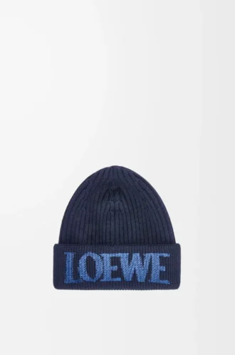 LOEWE-mössa i ull Navy Blue