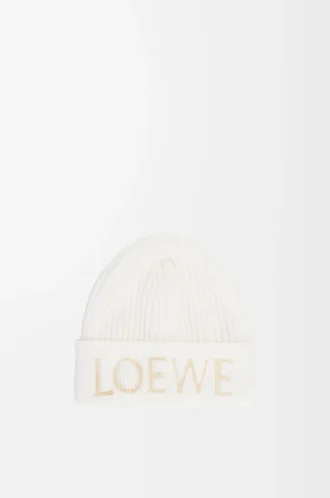 LOEWE-mössa i ull, vit LOEWE-mössa i ull, vit