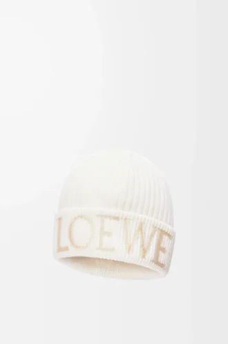 LOEWE-mössa i ull, vit LOEWE-mössa i ull, vit