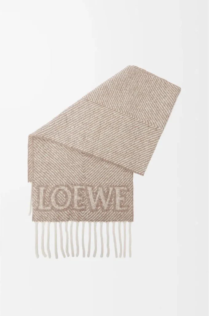LOEWE-scarf i alpacka- och ullblandning Beige/Ecru