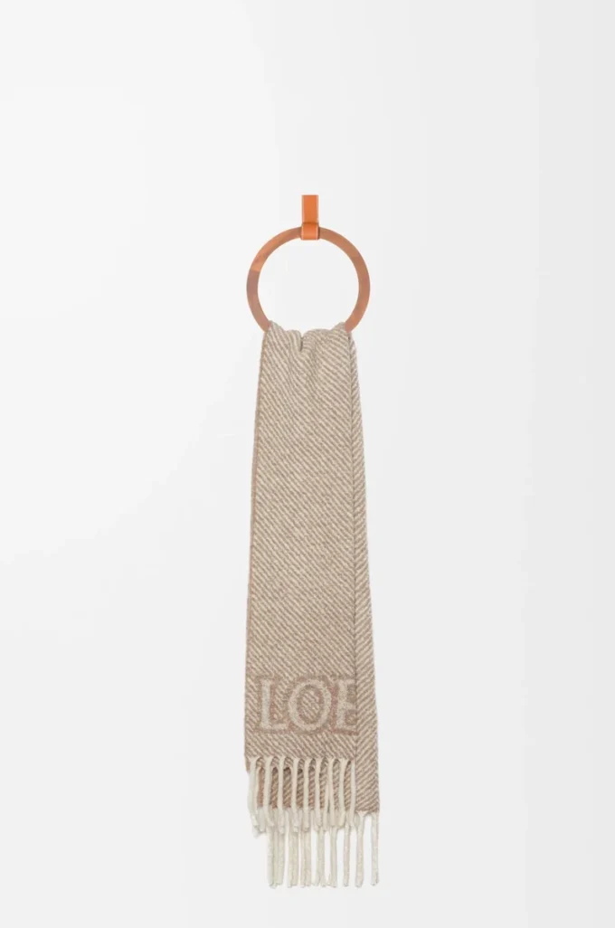 LOEWE-scarf i alpacka- och ullblandning Beige/Ecru