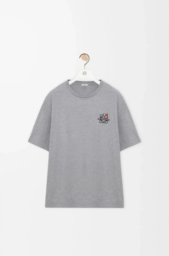 Löst sittande T-shirt i bomull Grå melange Löst sittande T-shirt i bomull Grå melange