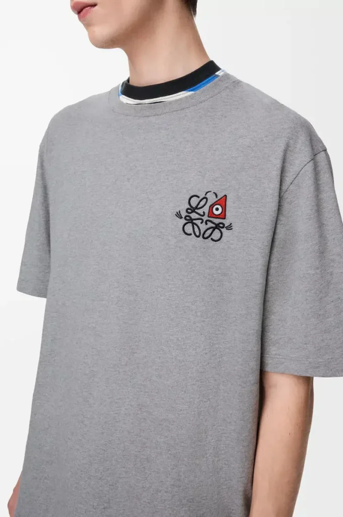 Löst sittande T-shirt i bomull Grå melange Löst sittande T-shirt i bomull Grå melange