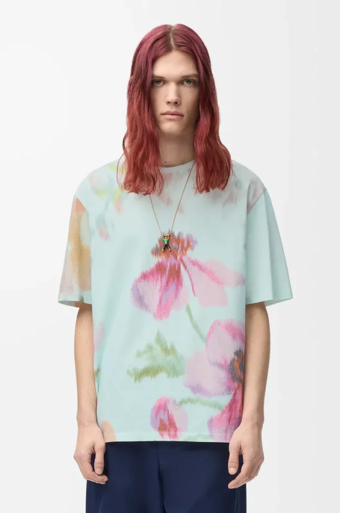 Löst sittande T-shirt i bomull Ljusblå/Flerfärgad