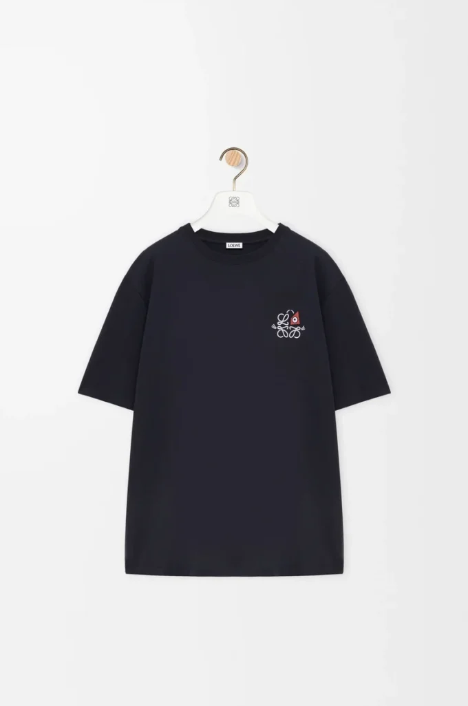 Löst sittande T-shirt i bomull Marinblå Löst sittande T-shirt i bomull Marinblå