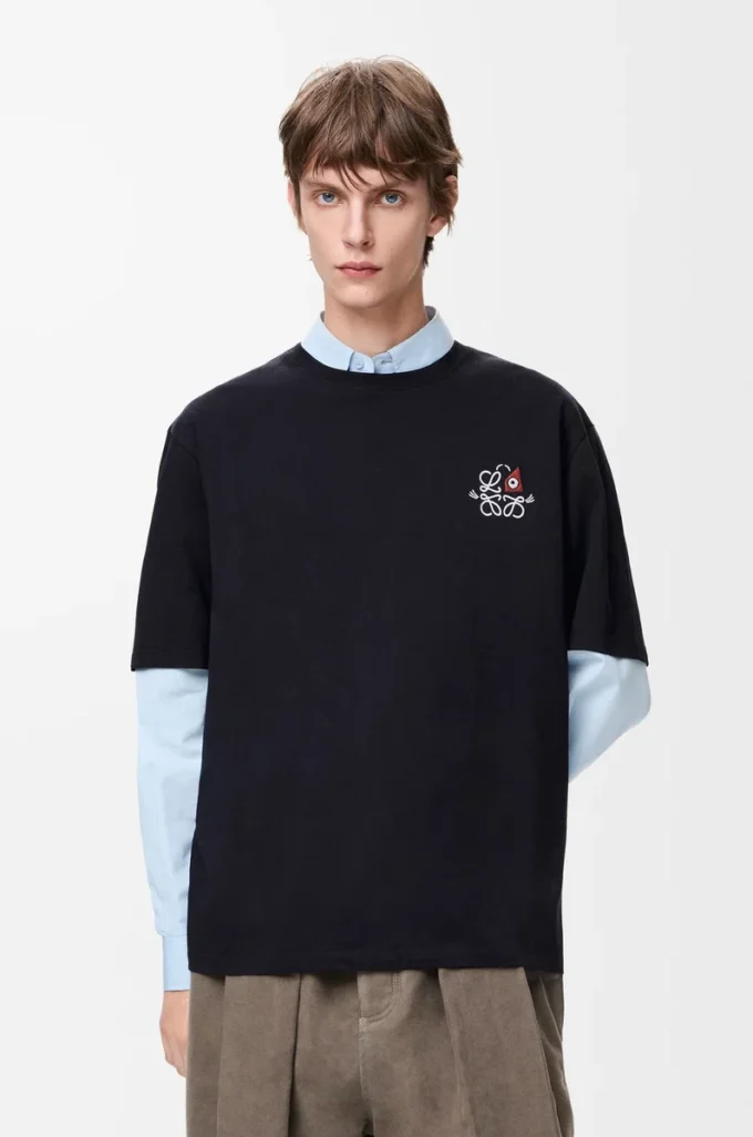 Löst sittande T-shirt i bomull Marinblå Löst sittande T-shirt i bomull Marinblå