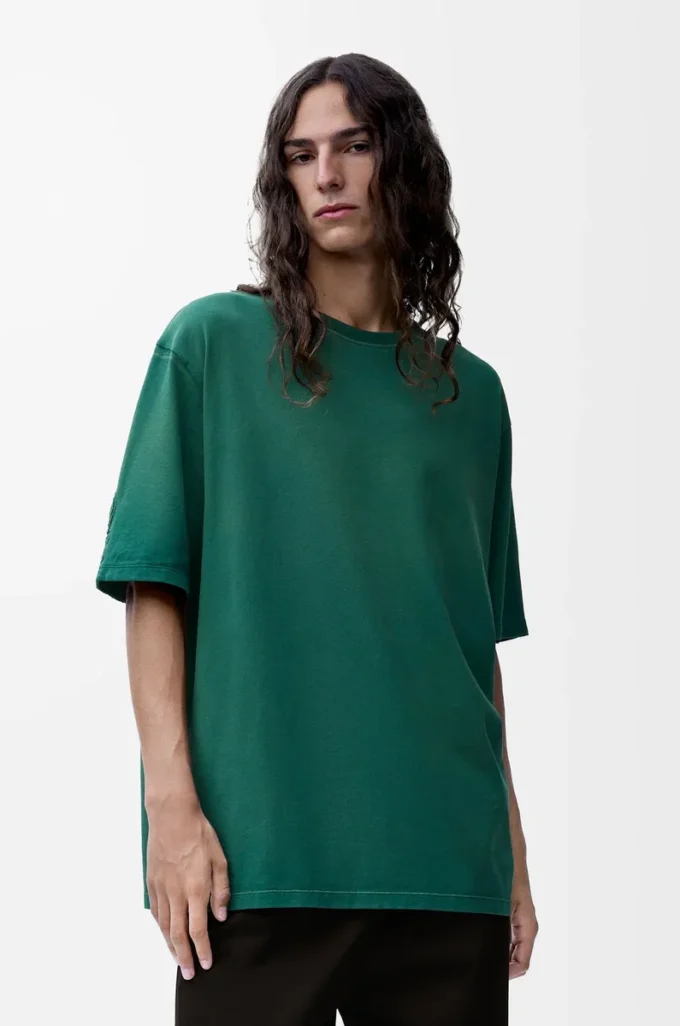 Löst sittande T-shirt i bomull Mörkgrön Löst sittande T-shirt i bomull Mörkgrön