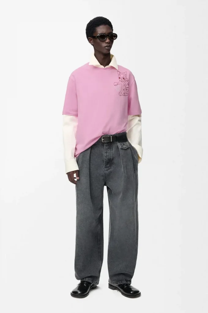 Löst sittande T-shirt i bomull Rosa Löst sittande T-shirt i bomull Rosa